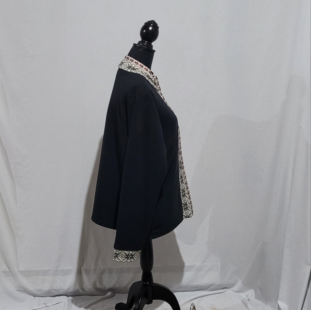 L.L. Bean Black Jacket with Patterned Trim - Picture 4 of 16